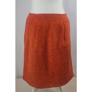 Sara Campbell Wool Blend Bouclé Tweed Skirt Orange Textured Lined Women’s 6 Fall
